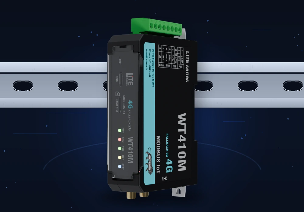WT410DM mounted on a DIN rail